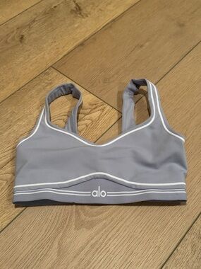 ALO Yoga Light blue Sports Bra with White Trim